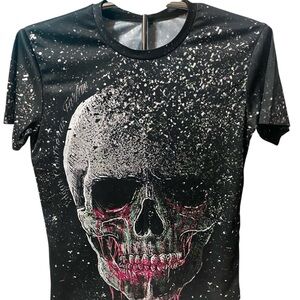 Men's Edgy Black and Red Skull T-Shirt